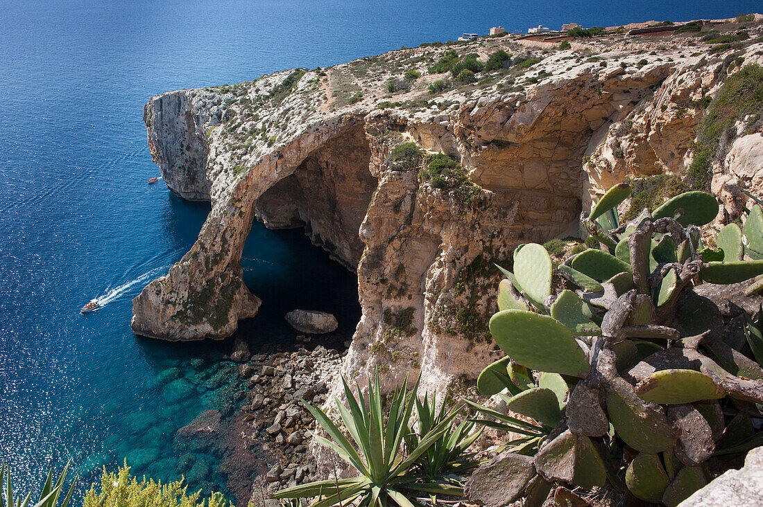 Tourist boat at the Blue Grotto, Malta