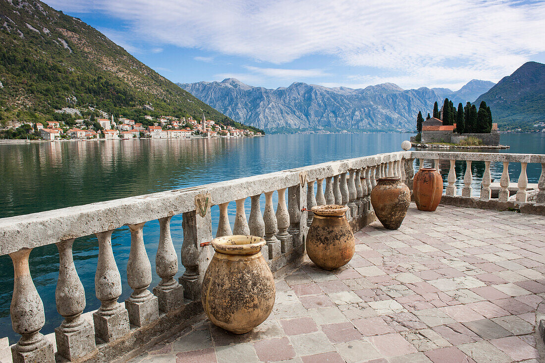 View from a terrace over Bay of Kotor, Kotor, Montenegro