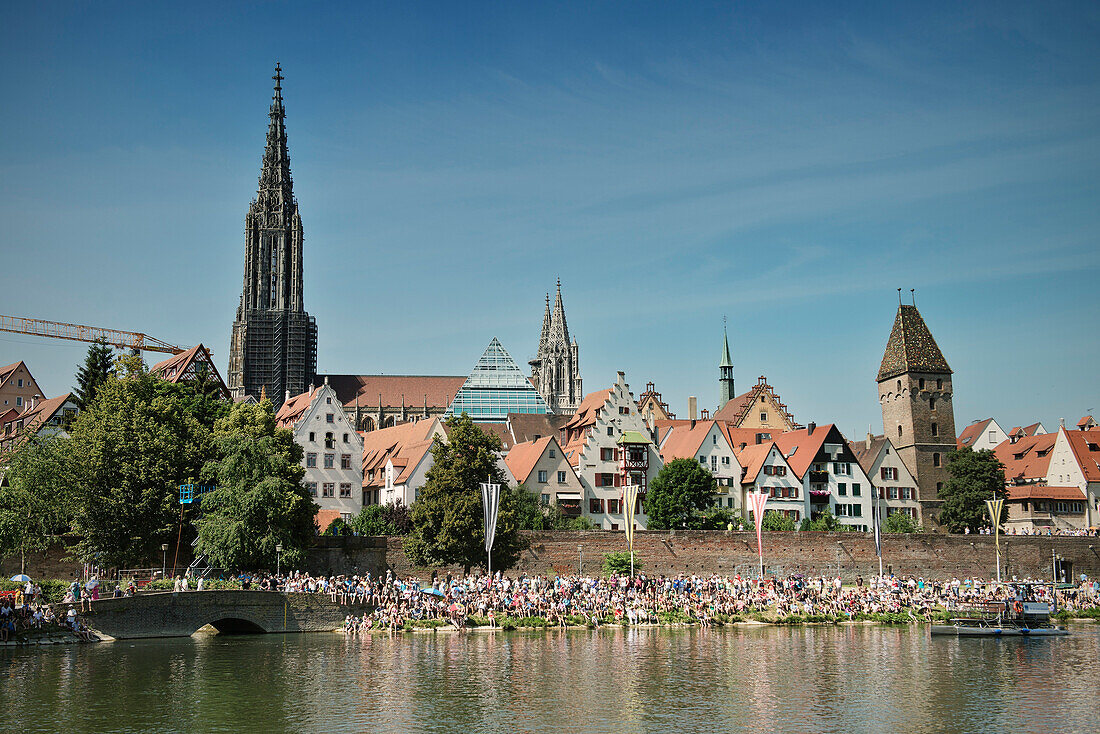 Ulm Cathedral and Metzgerturm during the Fisher Cup 2013, Ulm, Baden-Wuerttemberg, Germany