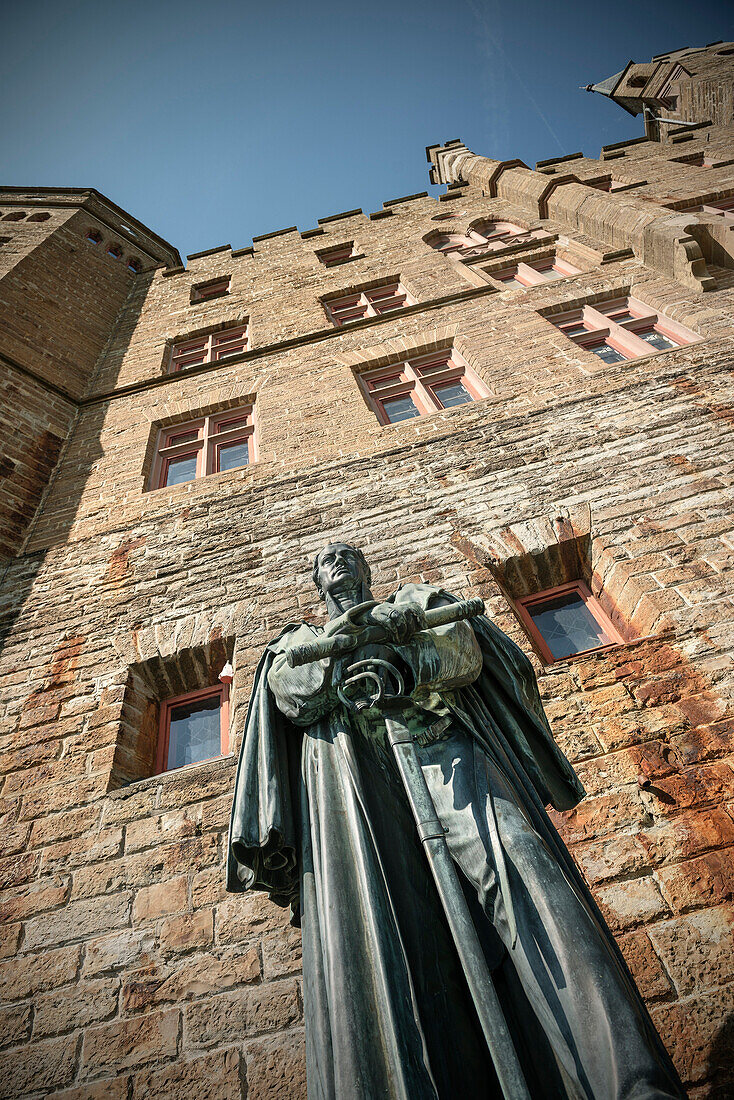 Statue of former ruler at Hohenzollern castle, Hechingen Bissingen, Swabian Alp, Baden-Wuerttemberg, Germany