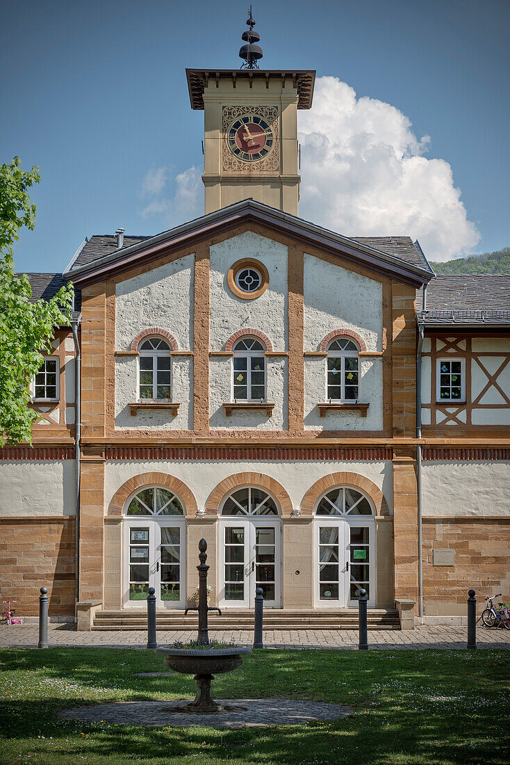 Bathing house, working-class quarter in Art Nouveau style architecture, Kuchen close to Geislingen, Swabian Alp, Baden-Wuerttemberg, Germany