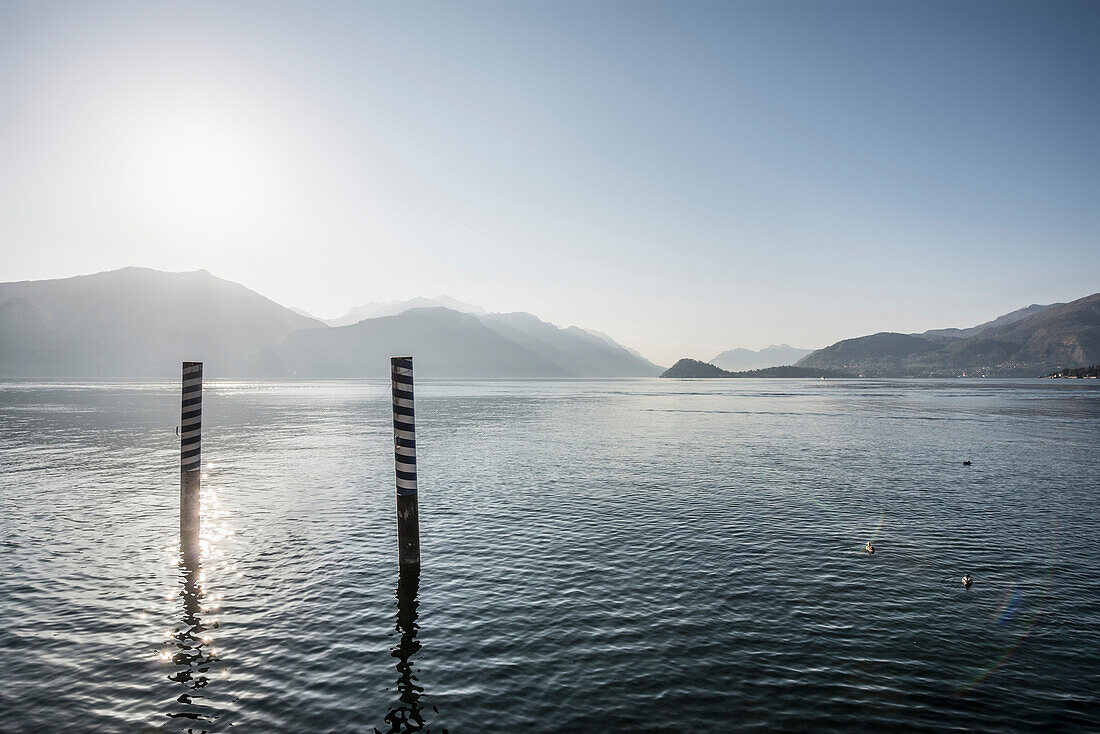 Bootssteg, Menaggio, Comer See, Lago di Como, Provinz Como, Lombardei, Italien