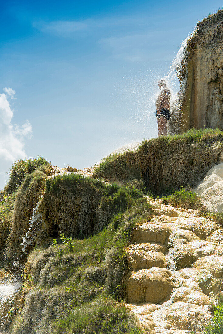 hot springs, Bagno Vignoni, near San Quirico d`Orcia, Val d`Orcia, province of Siena, Tuscany, Italy, UNESCO World Heritage