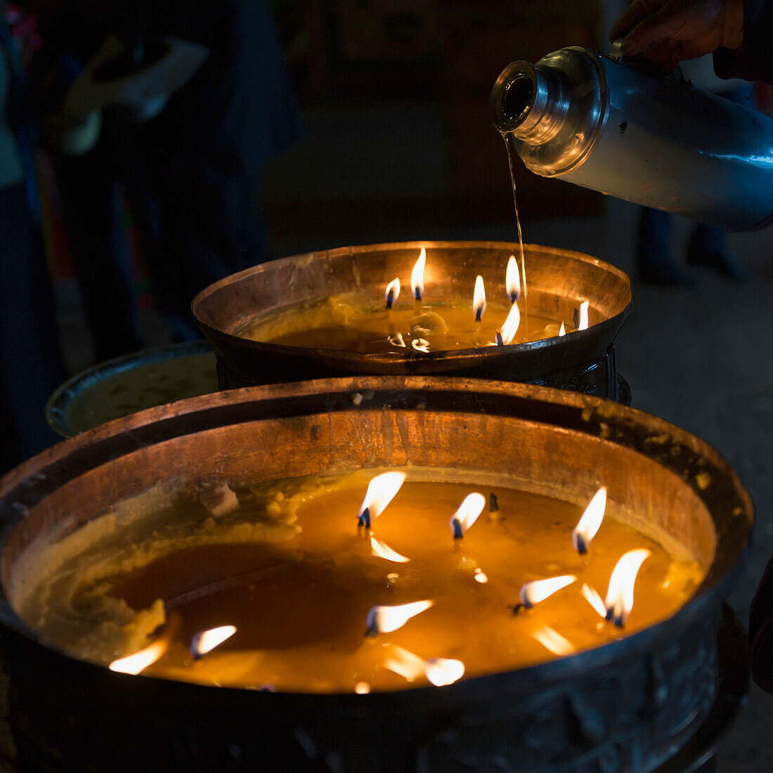 'Candles burning in drepung monastery;Lhasa xizang china'