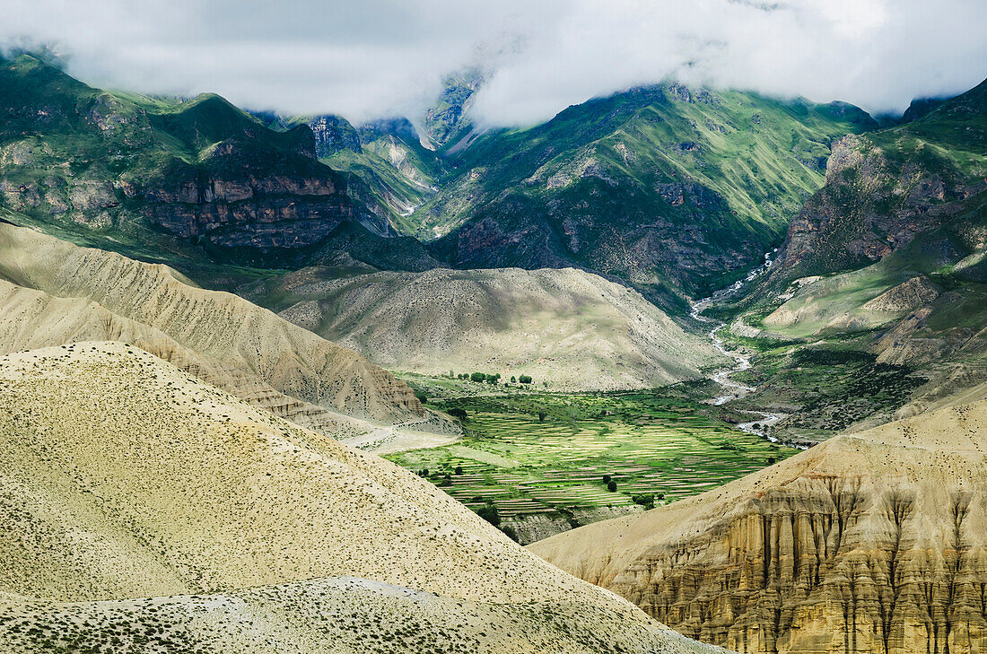 'Beautiful mountain landscape;Ghemi village upper mustang nepal'