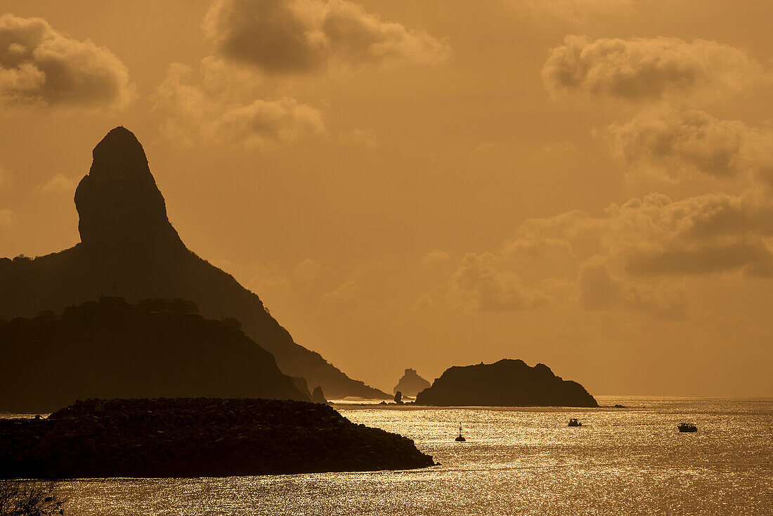 'Views of morro do pico from the ruins of forte de santo antonio;Fernando de noronha pernambuco brazil'