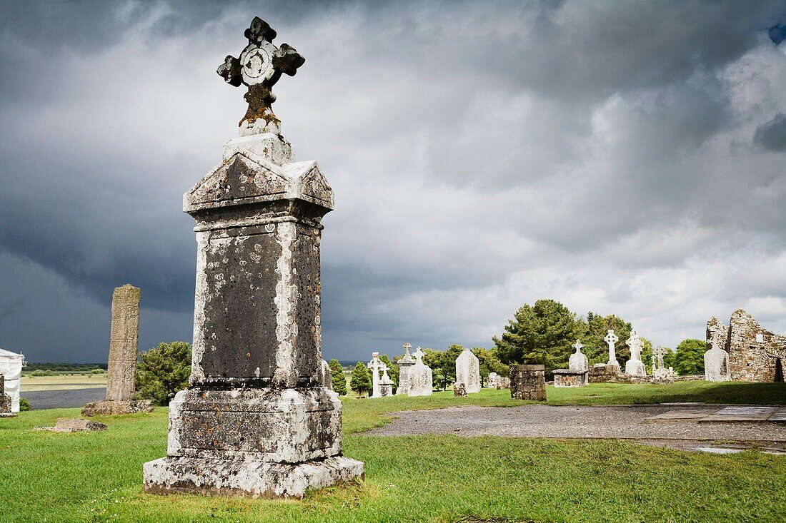 Graveyard at Clonmacnoise County Offaly Ireland Europe