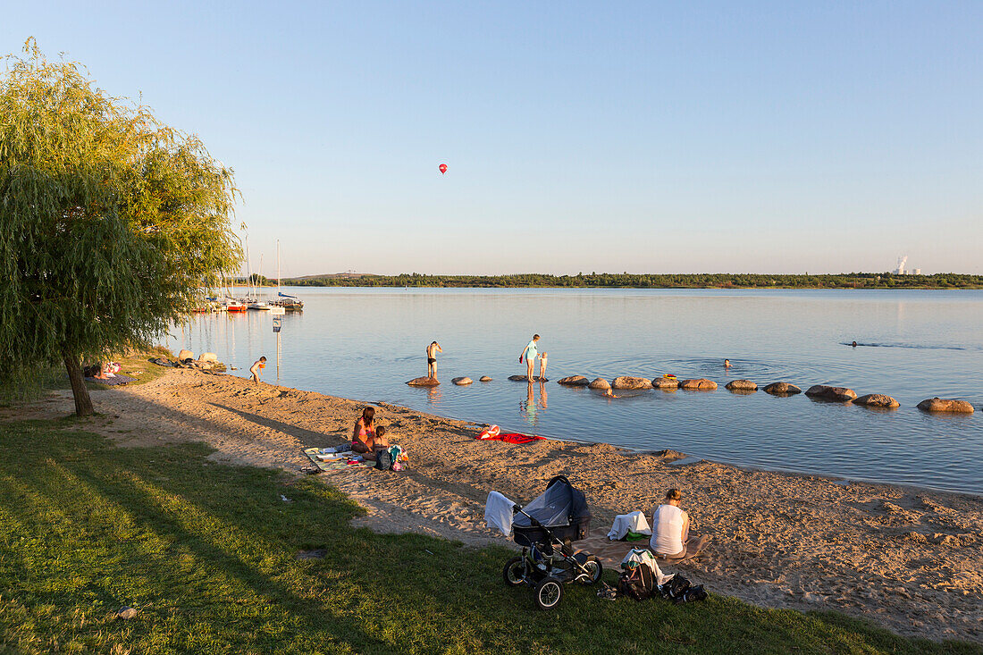 Bathing beach, lake Markkleeberg, Markkleeberg, Saxony, Germany