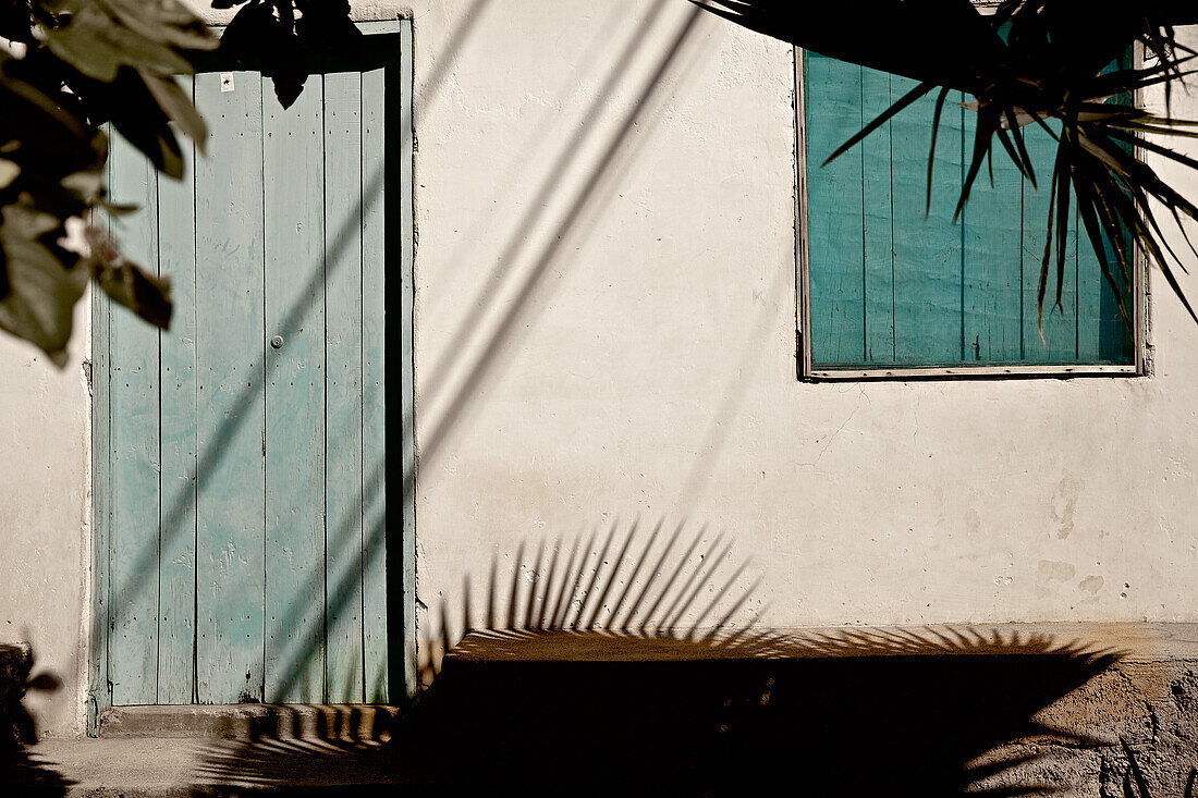 Hauswand mit Tür und Fenster, Praia, Santiago, Kap Verde