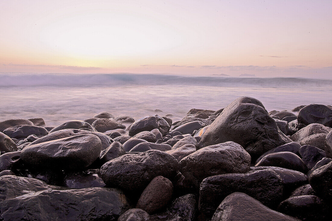 Breakers at dusk, Praia, Santiago, Cape Verde