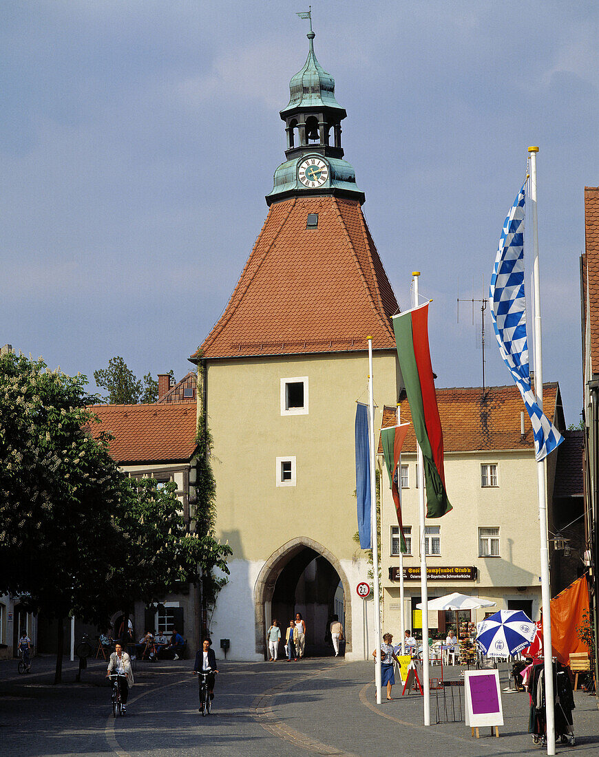 Germany Bavaria Weiden Market place town gate