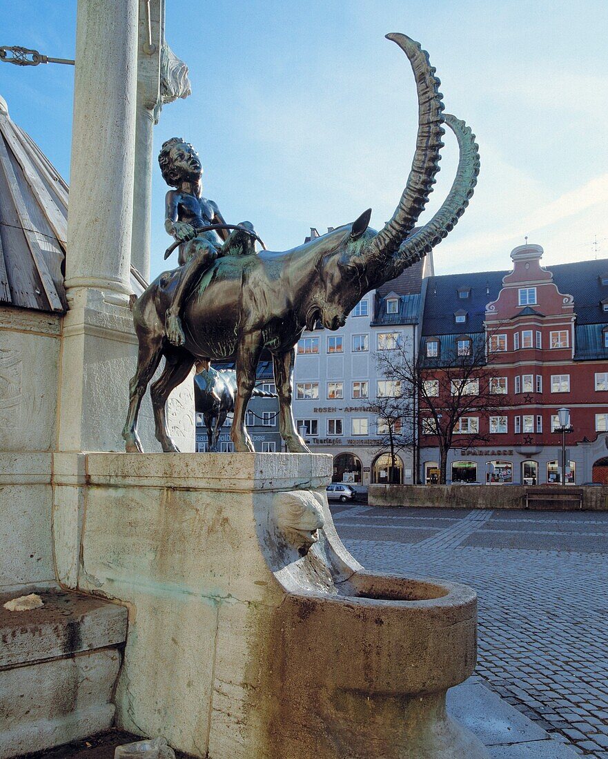 D-Kempten Allgaeu Iller Allgaeu Alpine foothills Prealps Swabia Bavaria St  Mang well on the St  Mang square art nouveau spring by Georg Wrba Saint Magnus of Fuessen mythical creature