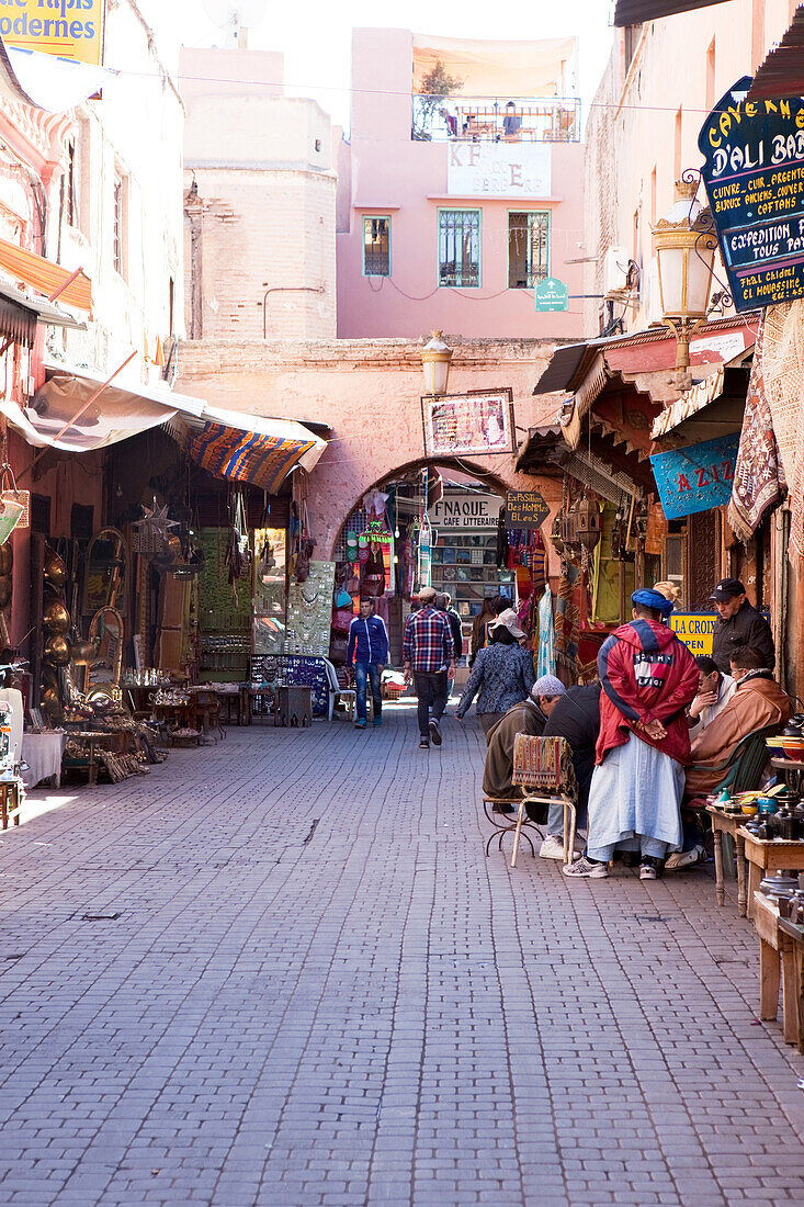 lively scene in the souk, Marrakech, Morocco