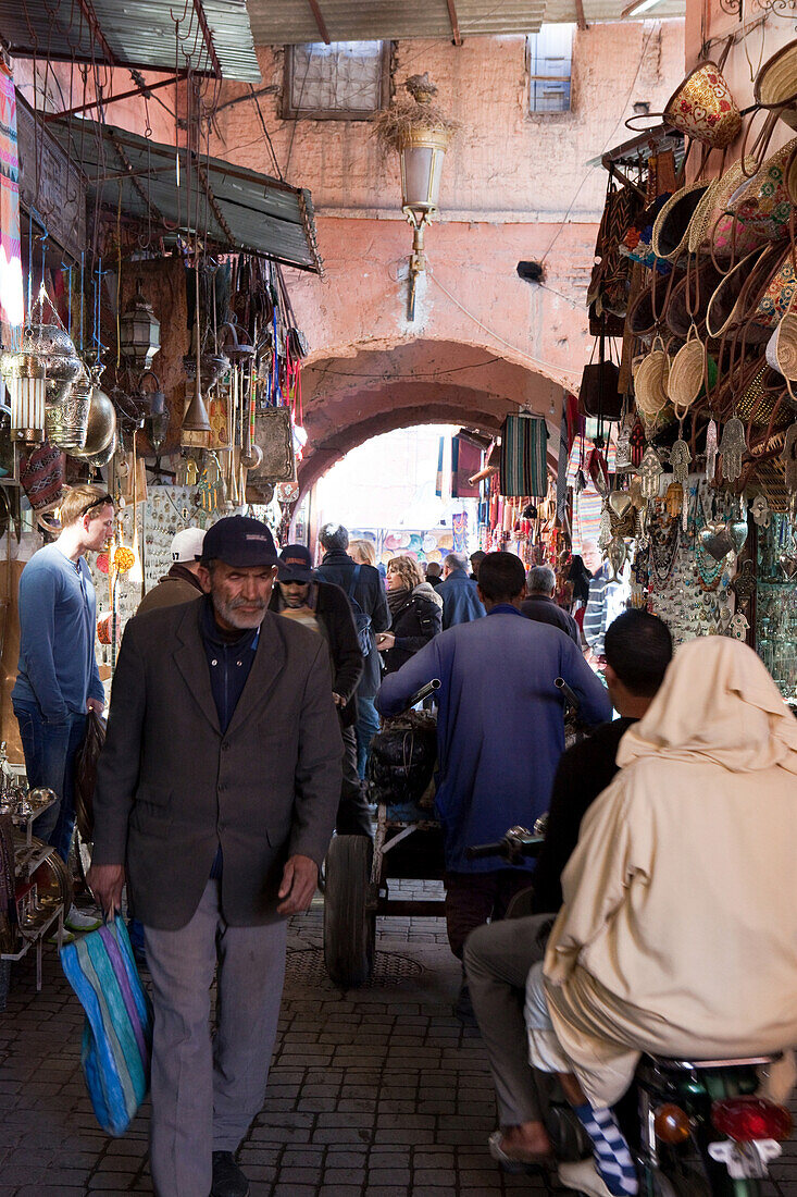 lively scene in the souk, Marrakech, Morocco