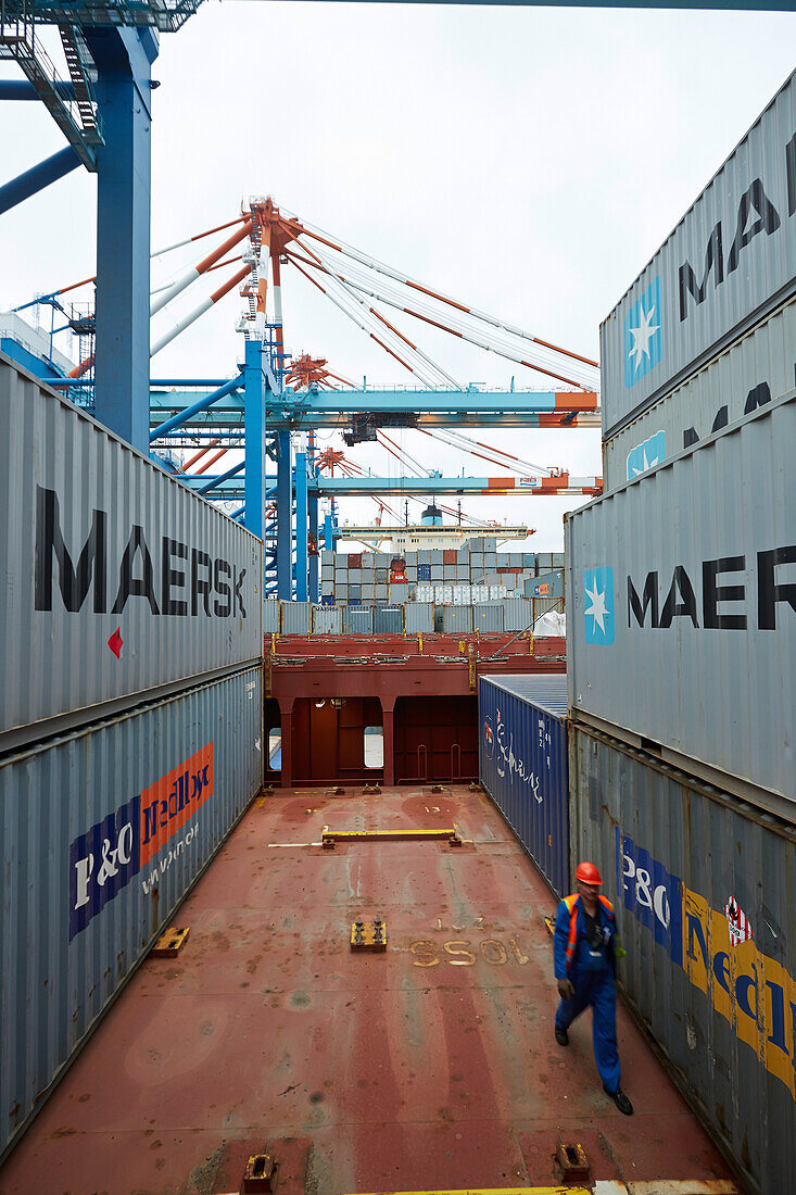 Containerschiff Elly Maersk im Hafen, Bremerhaven, Bremen, Deutschland