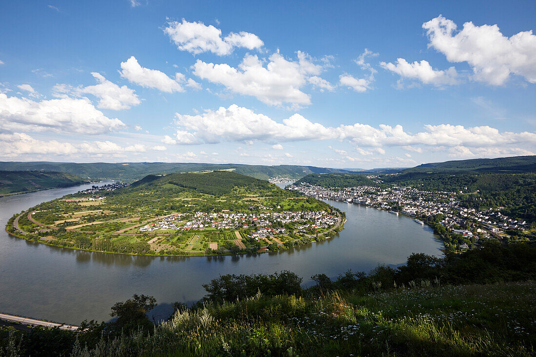View from the Gedeonseck to the great bow in the Rhine, Boppard, Rhineland-Palatinate, Germany