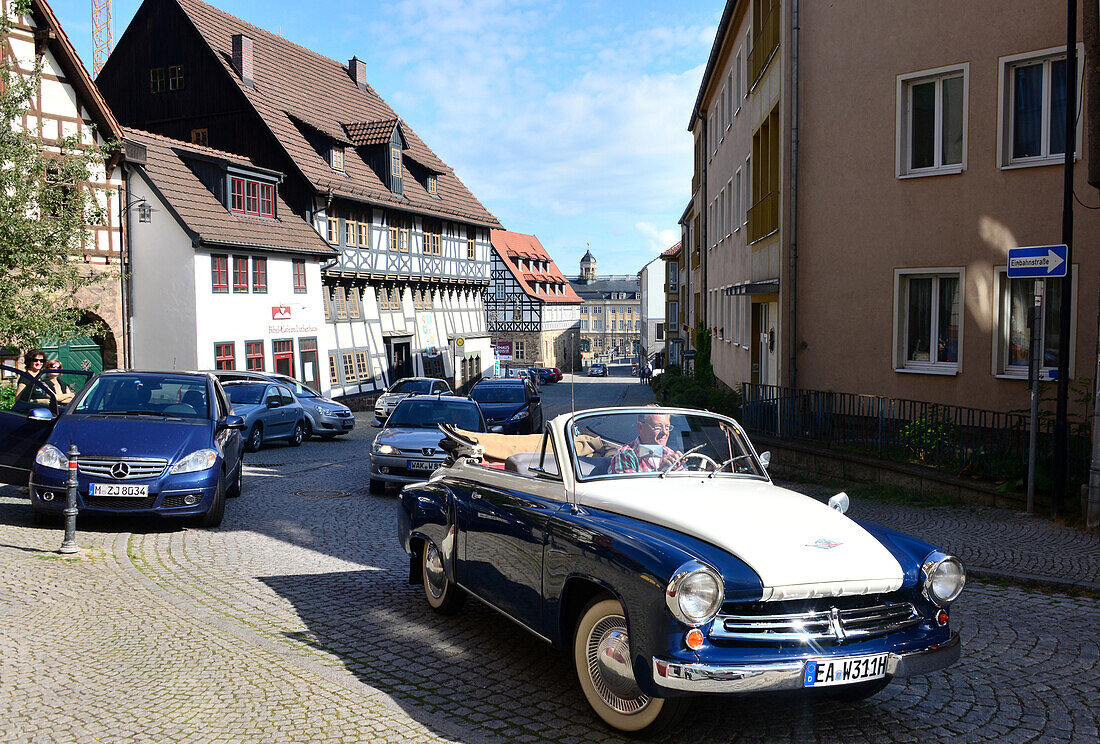 Luther house with old Wartburg car, Eisenach, Thuringian forest, Thuringia, Germany