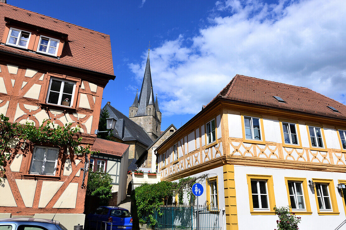 Fachwerkhöuser in Zeil am Main, Hassberge, Unter-Franken, Bayern, Deutschland