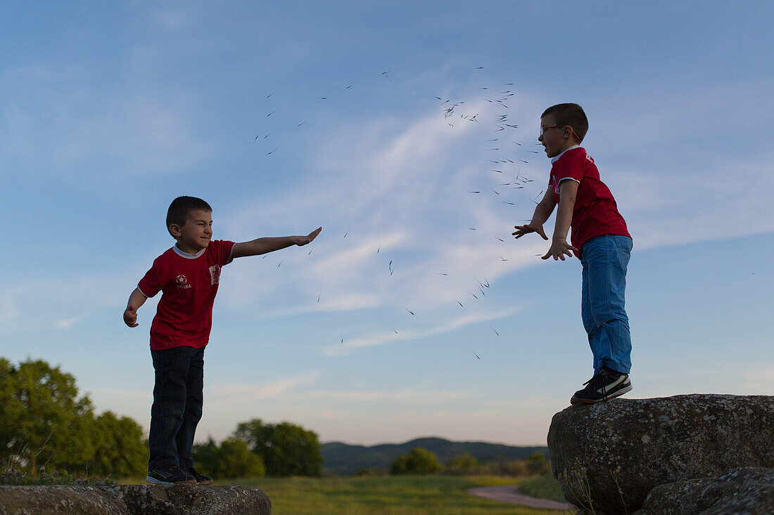 Two twins are playing