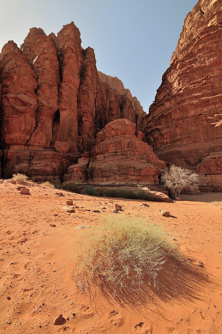 grand canyon in the desert of Wadi Rum, Jordan.