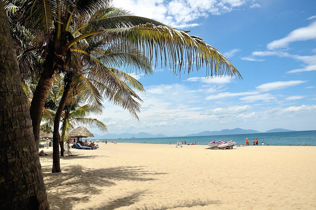 The beach near Hoi An. A paradise surrounded by palm trees and crystal blue waters, Vietnam