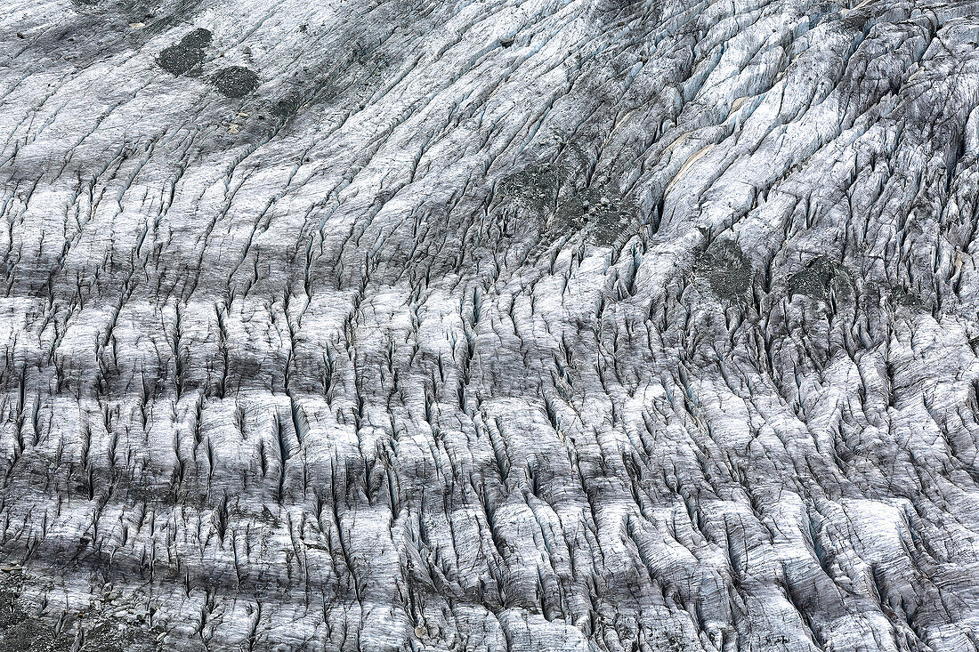 Mer de Glace ice fild in its central part called La Jonction, where Geant Glacier meet Leschaux Glacier.