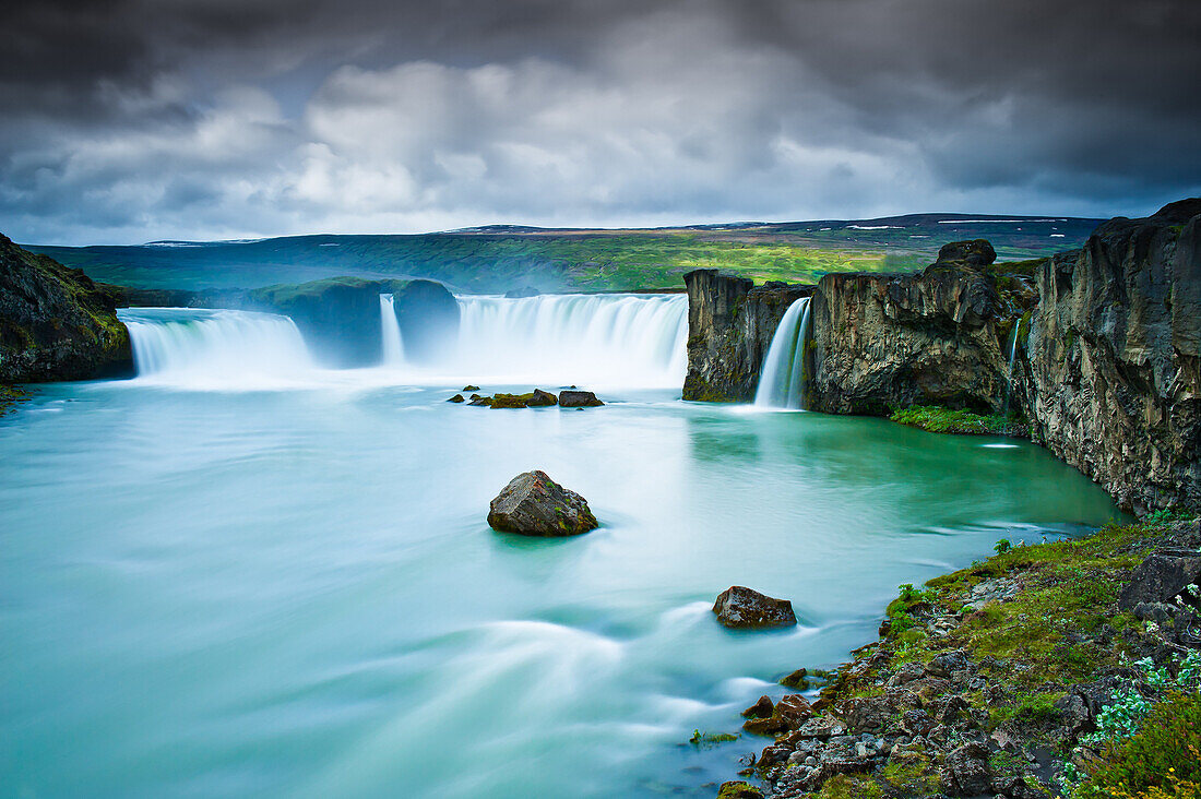 The waterfall of the gods of Gothafoss view.