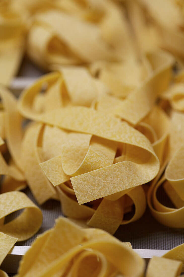 Parpadelle pasta being produced at the world's largest pasta factory near Parma, Italy.