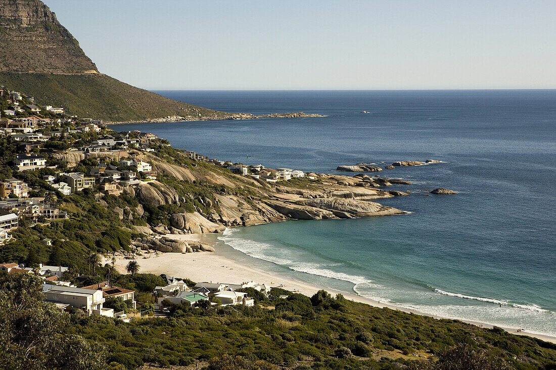An aerial view of Llandadno beach and the exclusive property overlooking it, on the Atlantic Seaboard in Cape Town, South Africa on April 25, 2008.