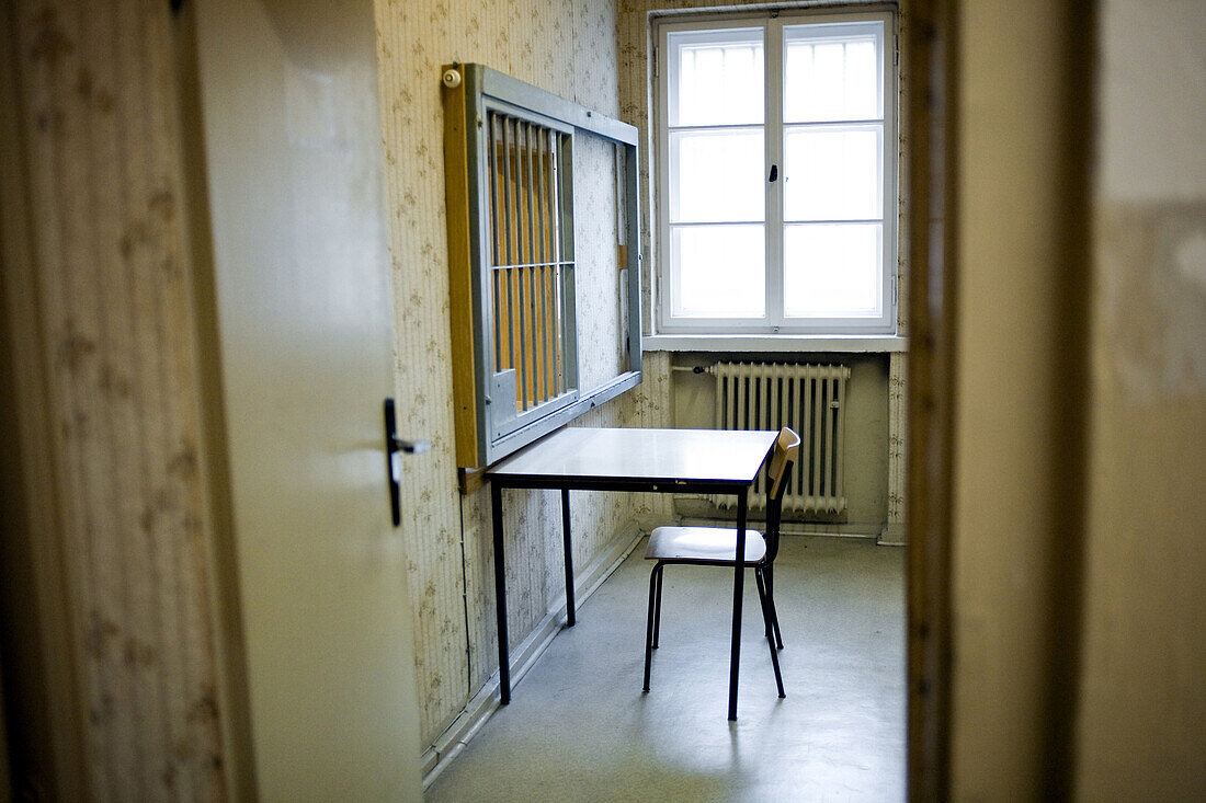 Interrogation room. Initially a Soviet prison, the complex in Berlin's Hohenschoenhausen neighborhood served as East Germany's main secret service jail from 1951 to 1989, housing untold numbers of political prisoners.  The Stasi's methods of psychological