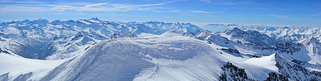 Skis in snow at Grossvenediger, Venediger Group, Hohe Tauern National Park, Salzburg, Austria