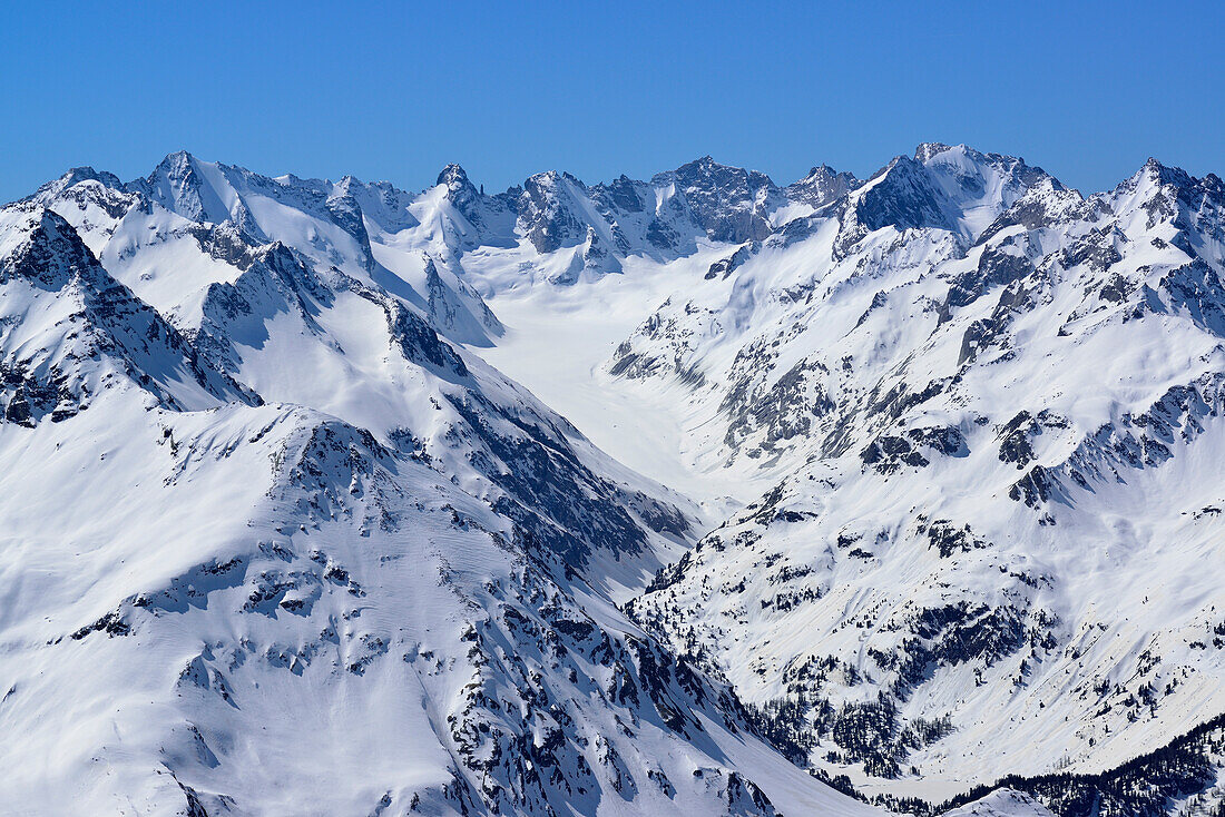 Talkessel des Val di Forno in der Berninagruppe, Piz Lagrev, Oberhalbsteiner Alpen, Engadin, Kanton Graubünden, Schweiz