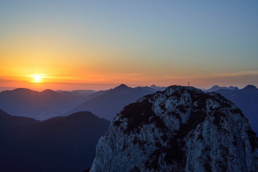 Buchstein im Sonnenaufgang, Mangfallgebirge, Oberbayern, Bayern, Deutschland