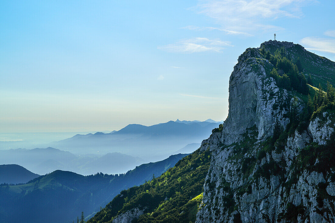 Breitenstein with Chiemgau Alps in background, Mangfall Mountains, Bavarian Prealps, Upper Bavaria, Bavaria, Germany