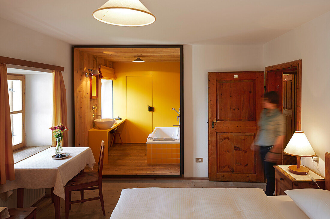 Double room in Hotel Gasthof Bad Dreikirchen, mountain hotel owned by the Wodenegg family, Eisack Valley, Trechiese 12, Barbian, South Tyrol, Italy