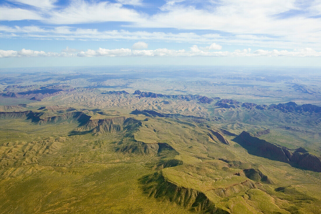 Aerial of Outback landscape south of Kununurra, near Kununurra, Western Australia, Australia