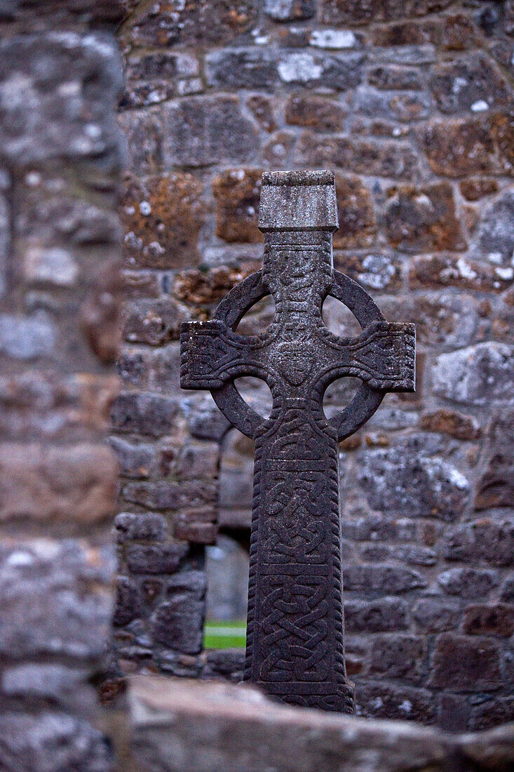 Steinernes Kreuz, Clonmacnoise, County Offaly, Irland, Europa
