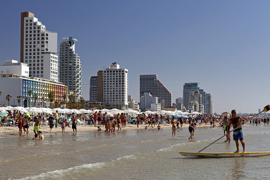 Strandleben, Strand von Tel-Aviv, Israel, Naher Osten, Asien