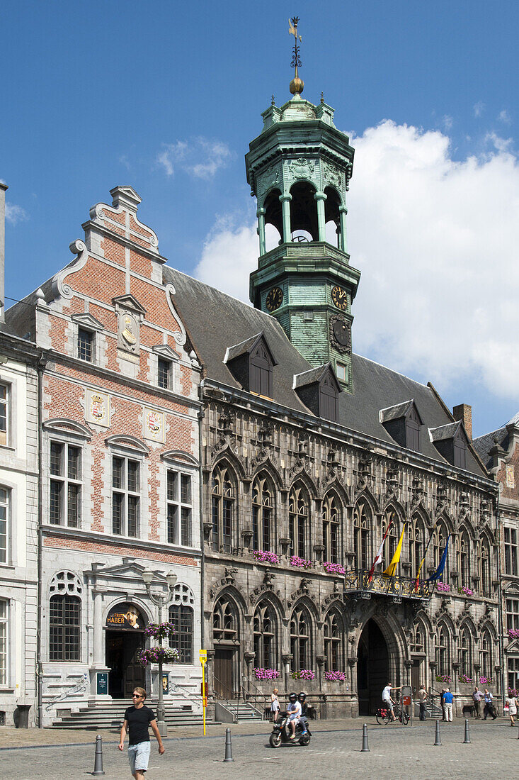 Guild hall and salle Saint-Georges, Grand Place square, Mons, Hennegau, Wallonie, Belgium, Europe