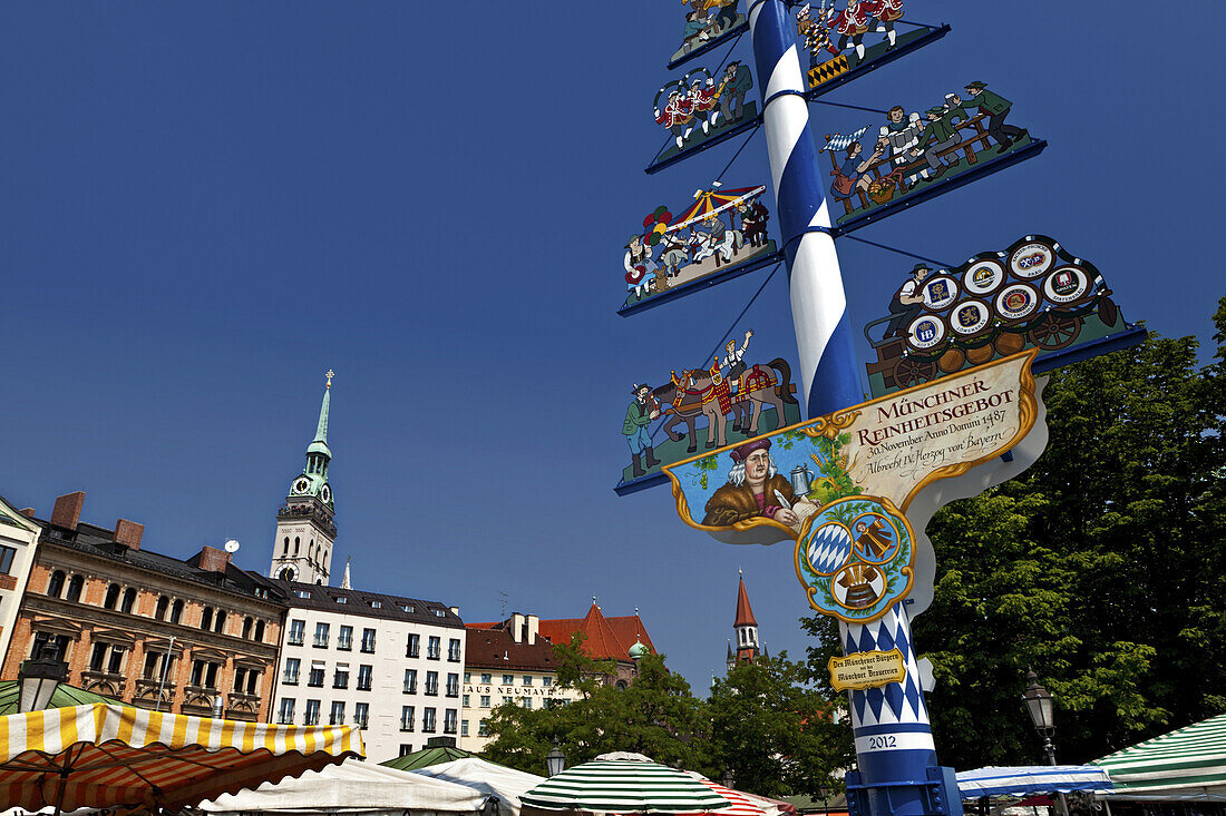 Maibaum, Viktualenmarkt, München, Oberbayern, Bayern, Deutschland, Europa