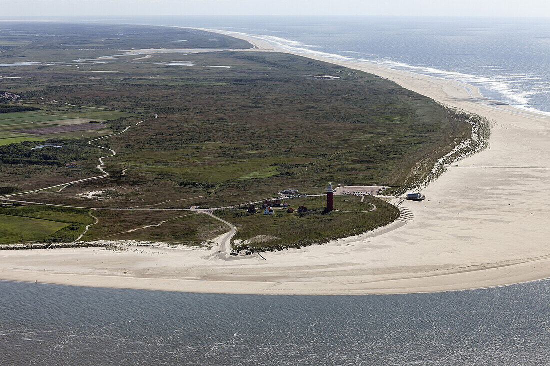 Aerial view of the Texel Vuurtoren, Texel Island, North Holland, The Netherlands