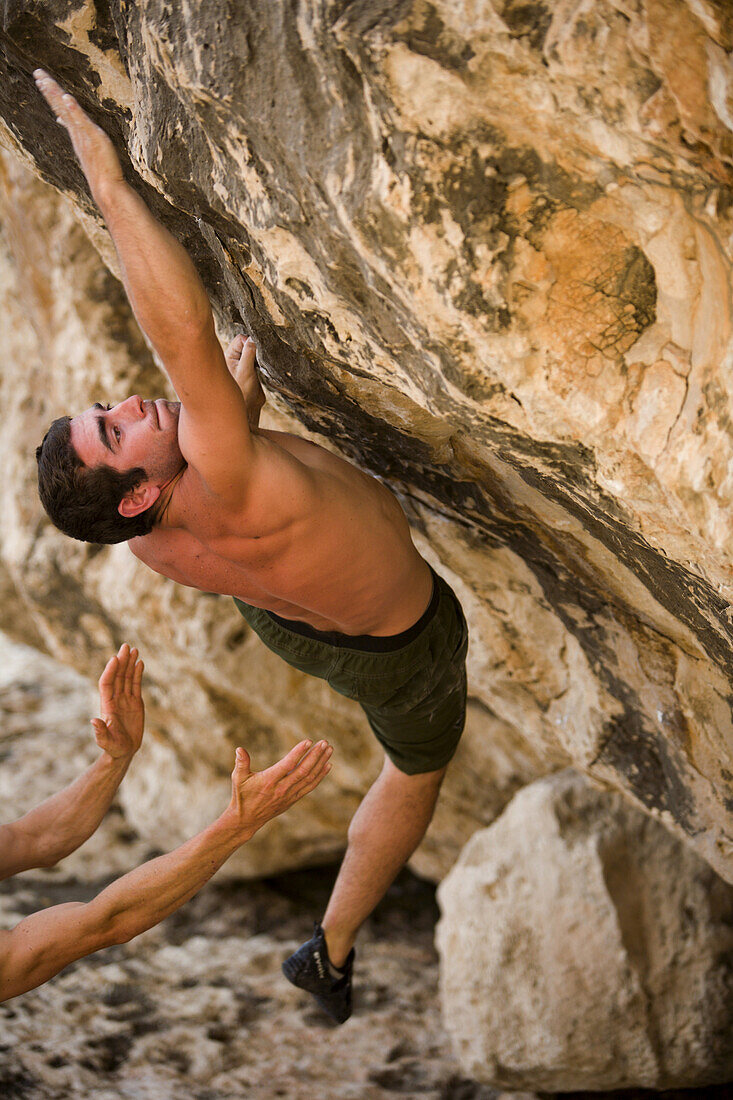 Brett Lowell bouldering in Mallorca, Spain.