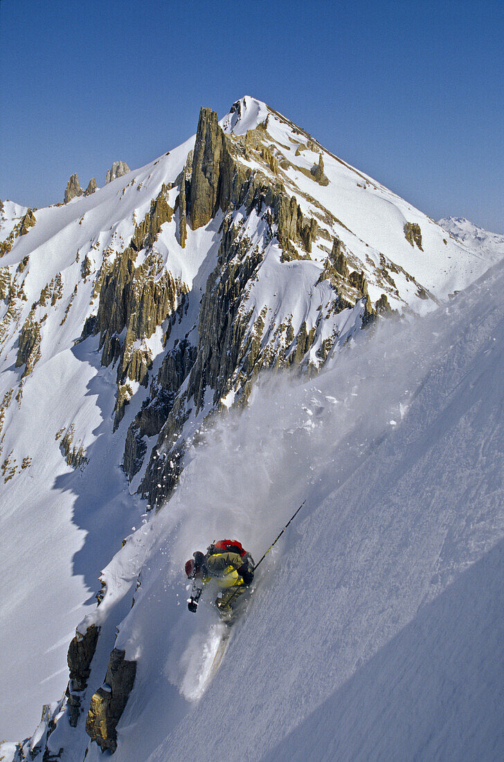 Chuck Loeffler skiing at Las Lenas, Argentina.