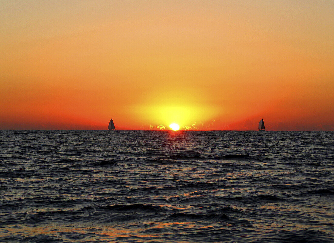 Sunrise during a yacht race in New South Wales, Australia.