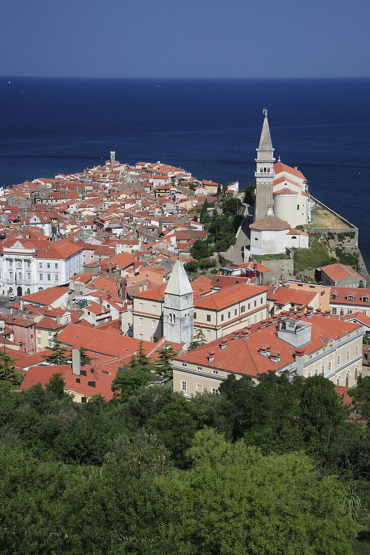 View from the town walls of Piran, Slovenia.
