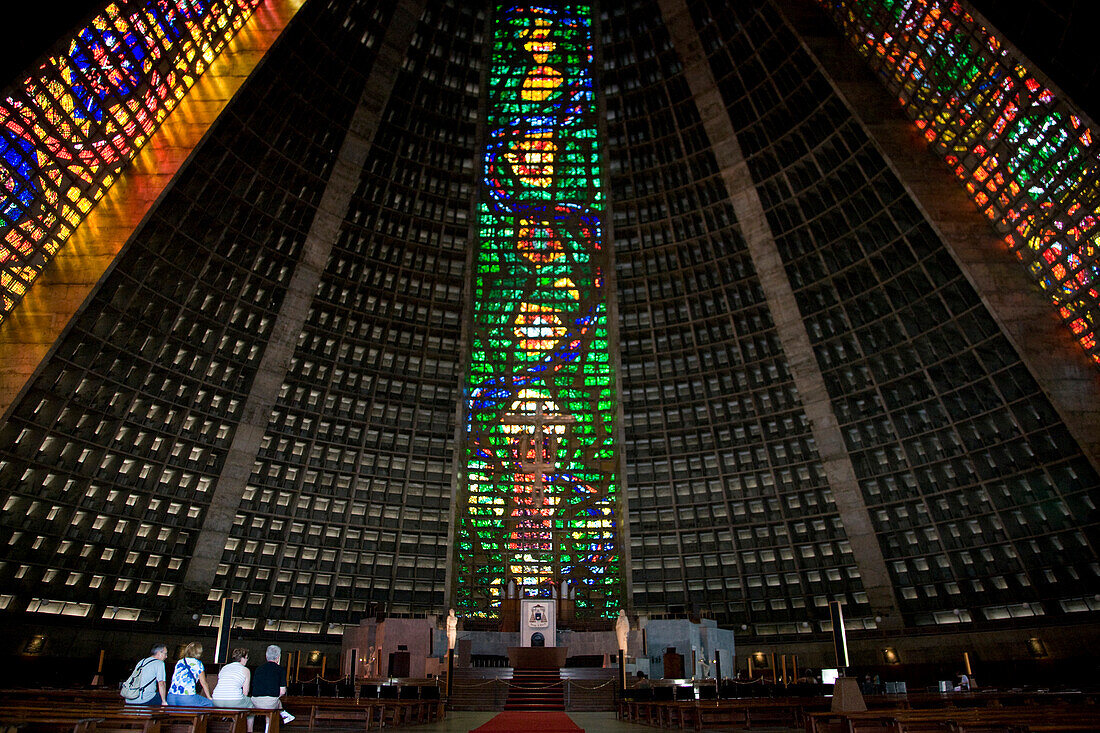 Brazil, Rio de Janeiro. San Sebastion Cathedral interior