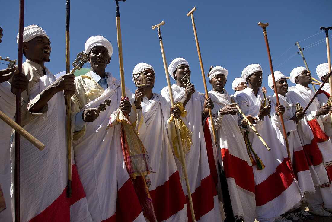 Celebration of Timkat in Lalibela, Ethiopia. Timkat also Timket or Timqat, is the Ethiopian Orthodox celebration of Epiphany. It is celebrated on January 19 or 20 on Leap Year, following the Ethiopian calendar. Timkat celebrates the Baptism of Jesus in th