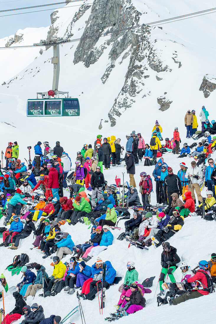 Spectators at the final of the Freeride World Tour, Verbier, Switzerland