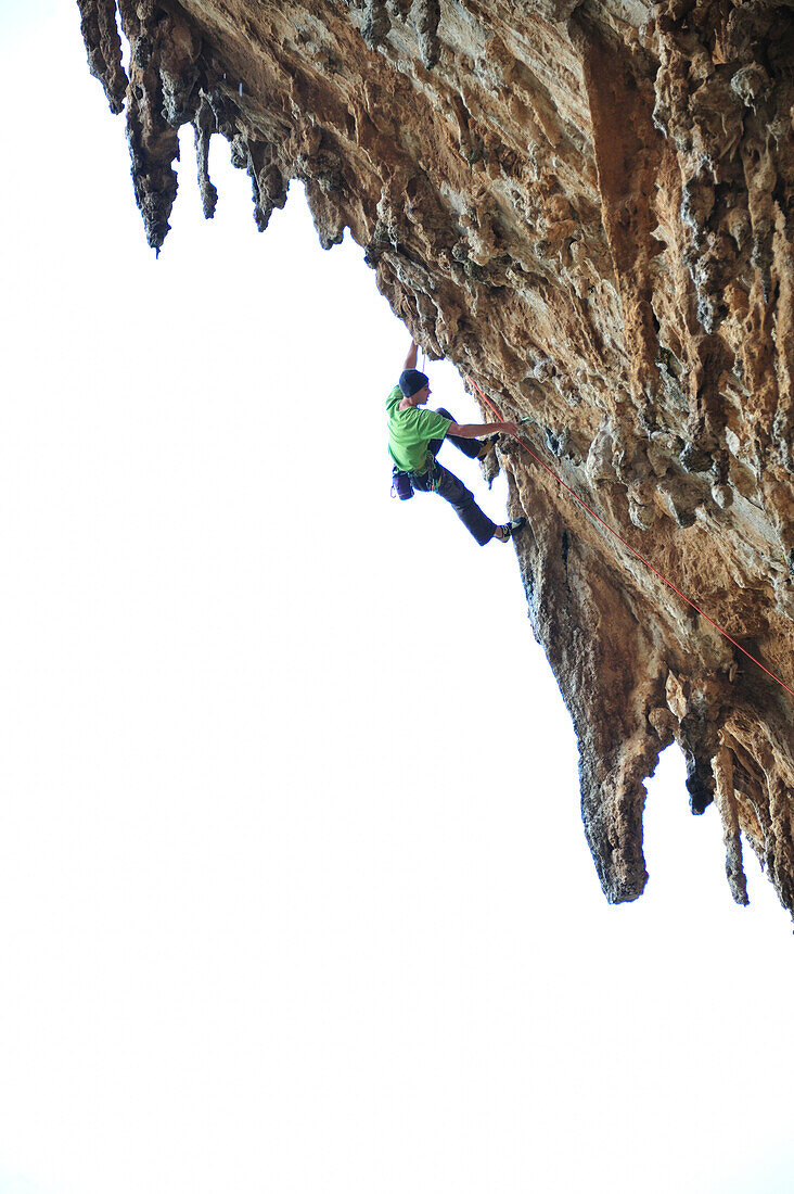 Alex Honnold climbs steep limestone route on Greek Island