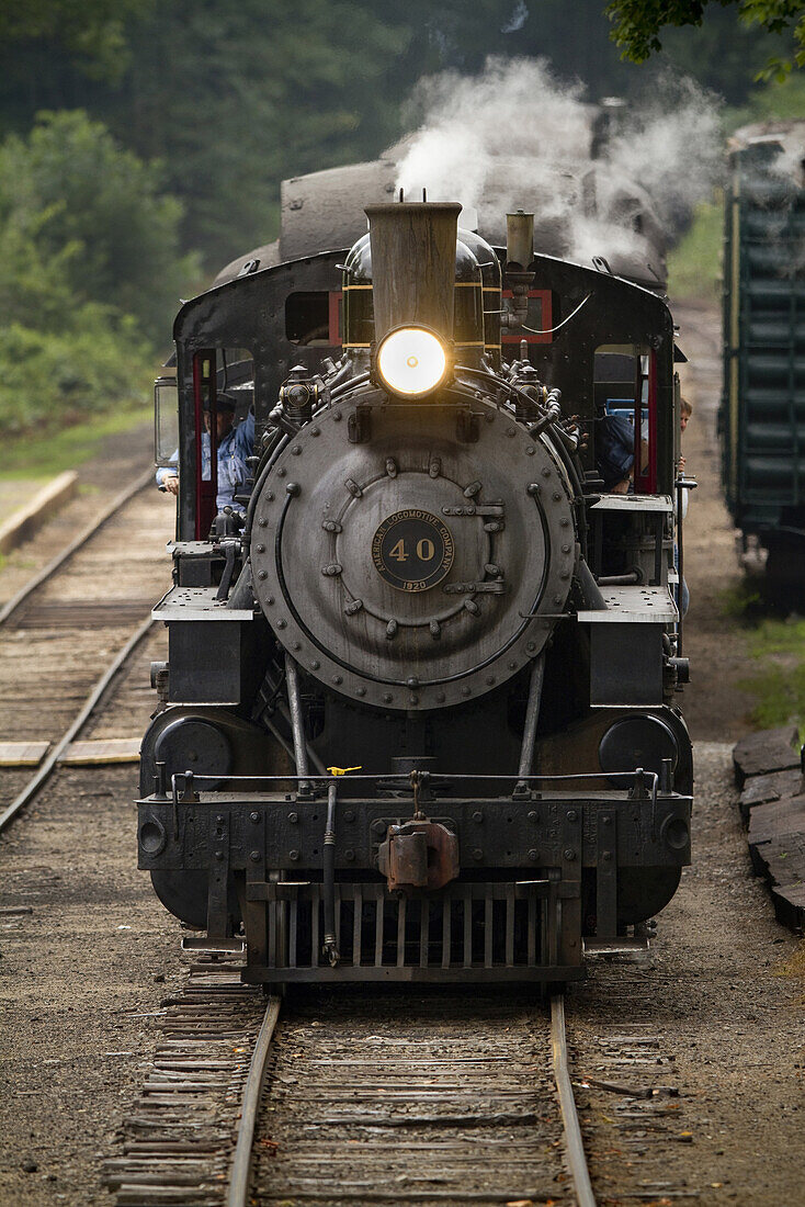 The Essex Steam Train arrives at Deep River Station, midway on its journey along the Connecticut River